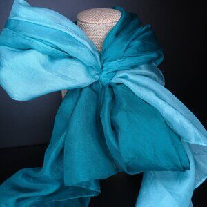 Handmade Teal Silk Ombre Scarf